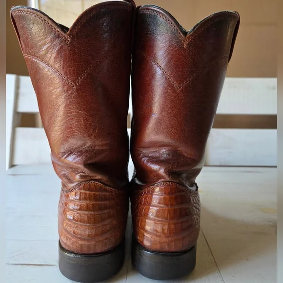 Larry Mahan Caiman Leather Boots, 8.5 D - Picture 4 of 14